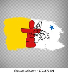 Flag of  Nunavut from brush strokes. Blank map of Nunavut. Canada. High quality map of Nunavut and flag on transparent background. Stock vector.  EPS10.