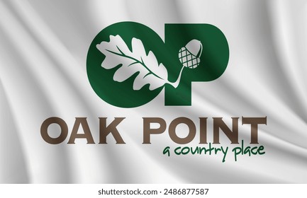 Flag of Oak Point, Texas, USA. Realistic waving flag of Oak Point vector background.