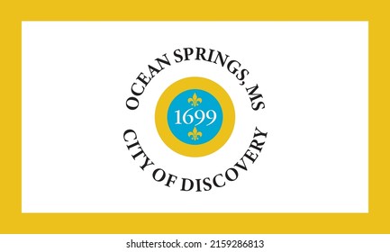 Flag Of Ocean Springs, Mississippi, USA. 