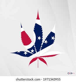 Flag of Ohio in Marijuana leaf shape. The concept of legalization Cannabis in Ohio. Medical cannabis illustration.