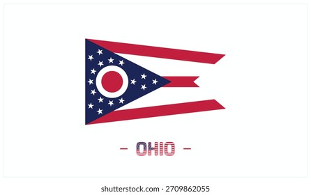 Flag of OHIO on a white background, Editable Vector illustration of OHIO flag, National Day design, Flag of OHIO flat design, State of USA