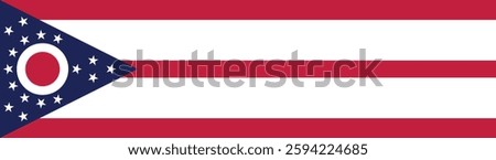Flag of Ohio state. Ohio flag long banner digital vector illustration