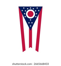 Flagge des Staates Ohio. Ohio vertikale Flagge Symbol digitale Vektorgrafik. Die hängende Flagge.