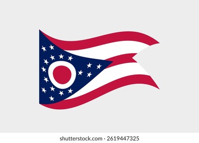 Flag of Ohio. Ohio state wavy flag digital vector illustration. Fluttering flag.