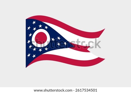 Flag of Ohio. Ohio state wavy flag digital vector illustration. Fluttering flag.