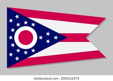 Flag of Ohio, symbol of USA federal state. Full frame of Ohio federal flag with three red and two white horizontal stripes that represent roads and waterways of the state realistic vector illustration