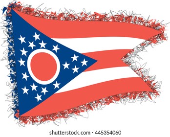 Flag of Ohio. Vector illustration of a stylized flag. Shaggy edge.