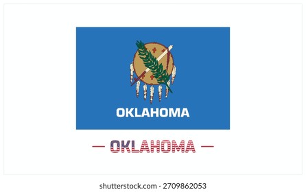 Bandera de OKLAHOMA sobre fondo blanco, Ilustración vectorial editable de la bandera de OKLAHOMA, diseño del Día Nacional, bandera de OKLAHOMA flat design, Estado de EE.UU