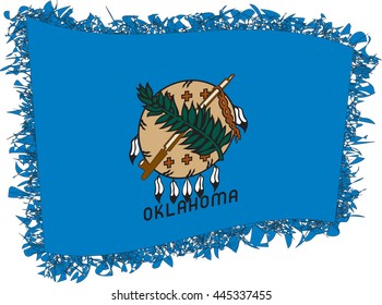 Flag of Oklahoma. Vector illustration of a stylized flag. Shaggy edge.