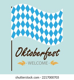 Flag for oktoberfest with invitation, vector art illustration.