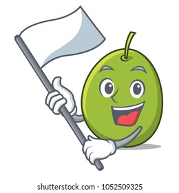 With flag olive mascot cartoon style