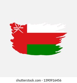 Flag of Oman with brush effect, Oman flag template design. Vector Eps 10