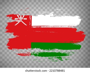 Flagge auf Oman-Pinselhintergrund.  Flag von Oman auf transparentem Hintergrund für Ihr Web-Site-Design, App, UI.  Stock-Vektorgrafik. EPS10.