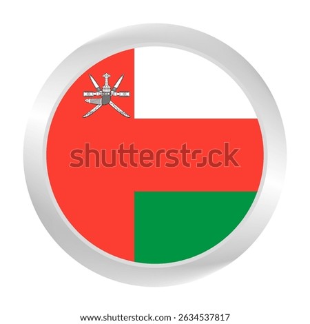 Flag of Oman. Circle flag icon logo. Round flag. Flag icon. Standard color. Digital illustration. Vector illustration.	