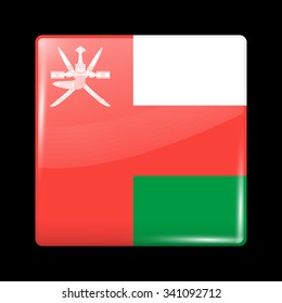 Flag of Oman. Glassy Icon Square Shape. This is File from the Collection Flags of Asia