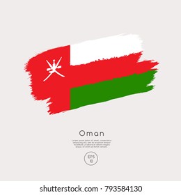 Flag of Oman in Grunge Brush Stroke : Vector Illustration