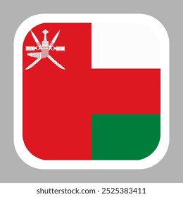 The flag of Oman. Flag icon. Standard color. flat vector square with rounded corners. Computer illustration. Digital illustration. Vector illustration