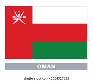 Bandeira de oman. Ícone Sinalizador. Cores padrão. Tamanho padrão. Bandeira retangular.
