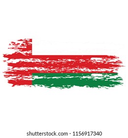 Flag of Oman the illustration vector on a white background, brush stroke Design Elements
