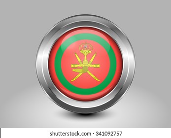 Flag of Oman. Metal Round Icons. This is File from the Collection Asian Flags