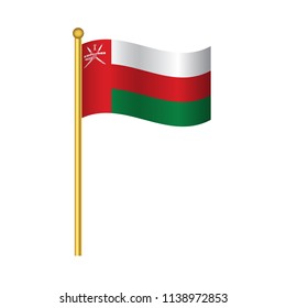 Flag of Oman ,Oman flag official colors and proportion correctly, Oman flag waving isolated Vector illustration eps10.