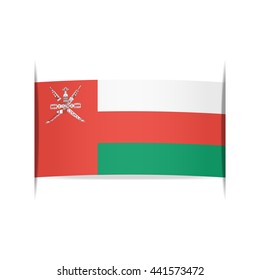 Flag of Oman, officially the Sultanate of Oman. Vector illustration of a stylized flag. The slit in the paper with shadows. Element for infographics.