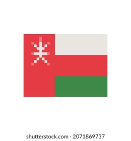 Flag Oman. Pixel art. Stickers design. Isolated vector illustration. 
