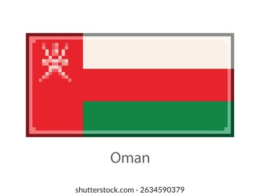 Bandera de Omán. Estilo de arte de píxeles (Vector).