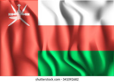 Flag of Oman. Rectangular Shape Icon with Wavy Effect