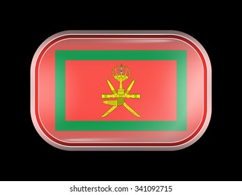 Flag of Oman. Rectangular Shape with Rounded Corners. This Flag is One of a Series of Glass Buttons