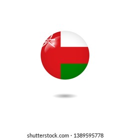 Flag of Oman round 3d, Oman flag template design. Vector Eps 10