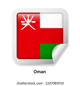 Flag of Oman. Round glossy sticker