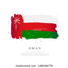 Flag of Oman. Vector illustration on a white background. Brush strokes are drawn by hand. Independence Day.