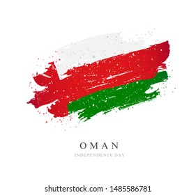 Flag of Oman. Vector illustration on a white background. Brush strokes are drawn by hand. Independence Day.