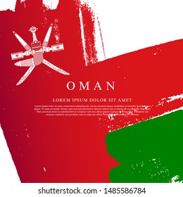 Flag of Oman. Vector illustration on a white background. Brush strokes are drawn by hand. Independence Day.