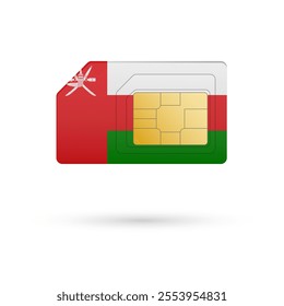 Flag of Oman. Vector illustration of SIM Card with flag on white background