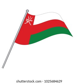 Flag of Oman , Oman flag waving isolated vector illustration.