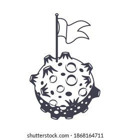 marca en un asteroide con muchos cráteres diseño de ilustración vectorial