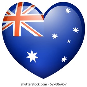 Fahne auf Australien auf Herz-Form-Illustration