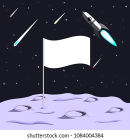 the flag on the back drop of space and missiles. Flat design. Vector Illustration