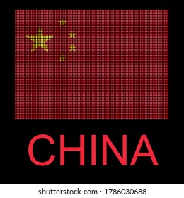 There’s a flag on black background that used dots effect. It is CHINA flag. Concept about nation, country, symbol, independence and etc.