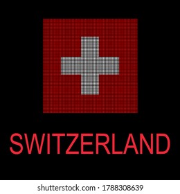 There’s a flag on black background that used dots effect. It is SWITZERLAND I flag. Concept about nation, country, symbol, independence and etc.