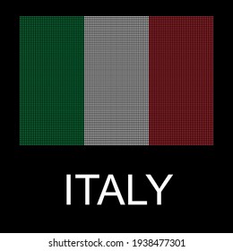 There’s a flag on black background that used dots effect. It is Italy flag. Concept about nation, country, symbol, independence and etc.