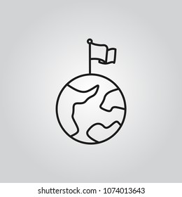 Flag on earth icon