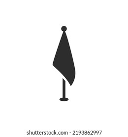 Flag on flagpole icon. Monochrome black and white symbol. Vector illustration