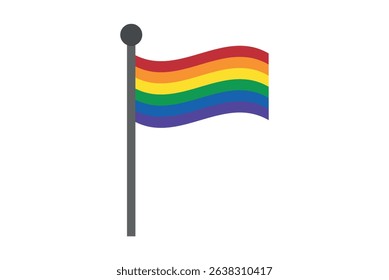 Flag on a flagpole with an LGBTQ+ pride flag