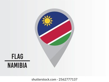  Namıbıa Flag on Location Pin. vector illustration