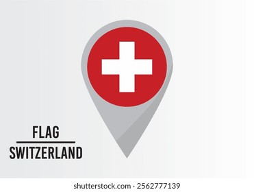Swıtzerland Flag on Location Pin. vector illustration