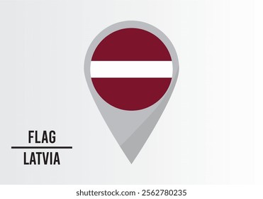 Latvıa Flag on Location Pin. vector illustration