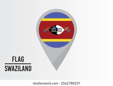 Swazıland Flag on Location Pin. vector illustration